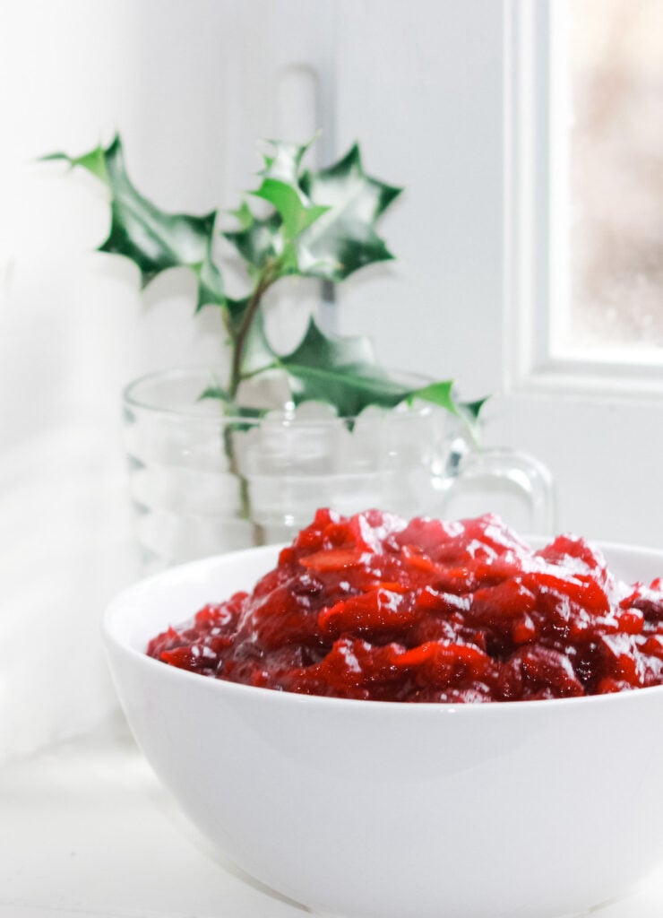 Cranberry sauce on windowsill
