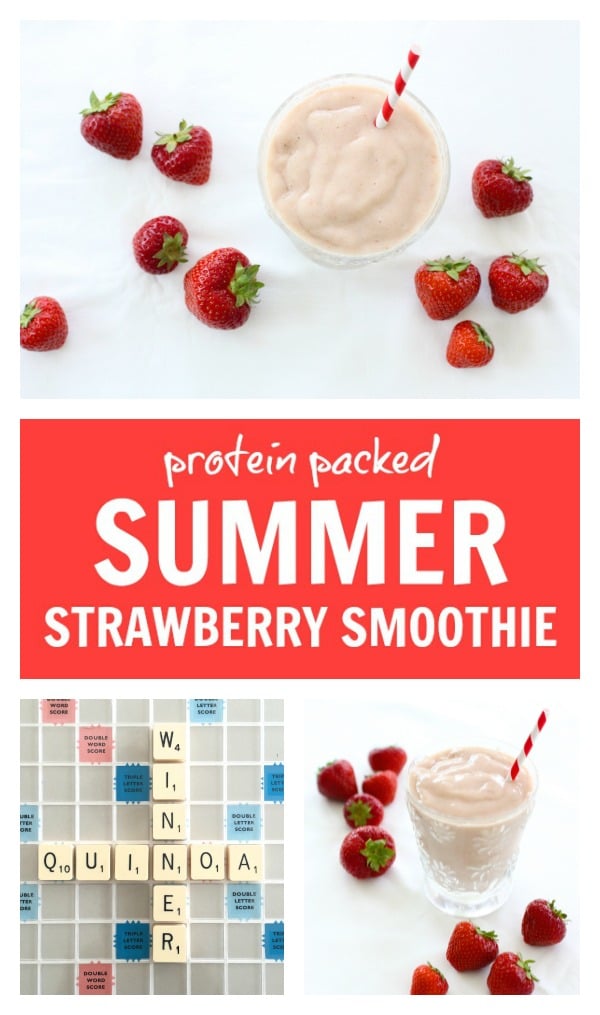 This Summer Strawberry Smoothie is like a really sensational, healthy strawberry ice cream. In a glass. With a straw. A winner of a breakfast for the whole family.
