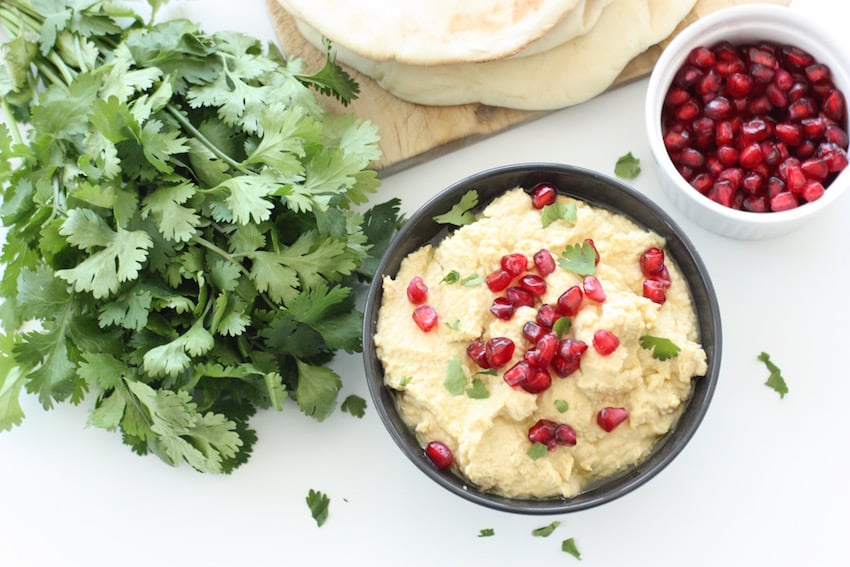Hummus with pomegrante seeds