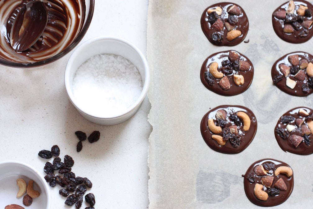 salted-fruit-nut-chocolate-coins-melted