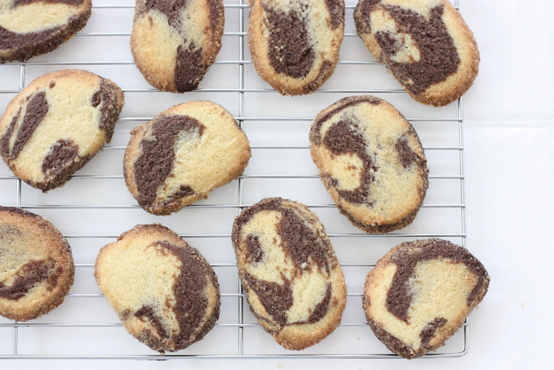 Chocolate Marbled Cookies cooling on a wire rack