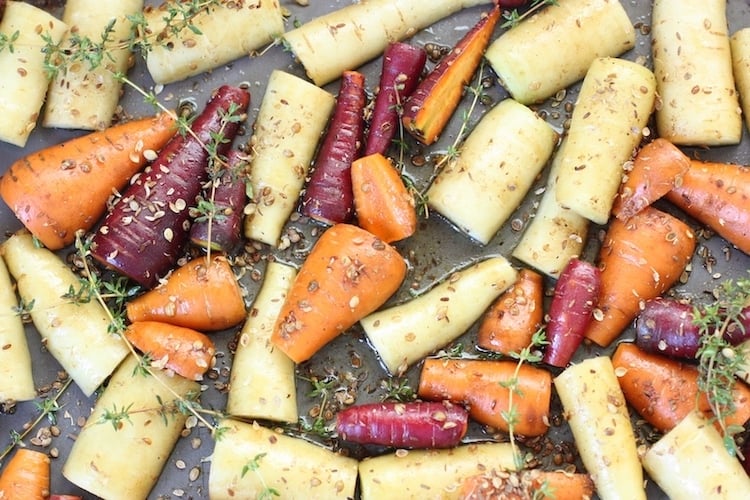 Carrots prepared and ready for roasting