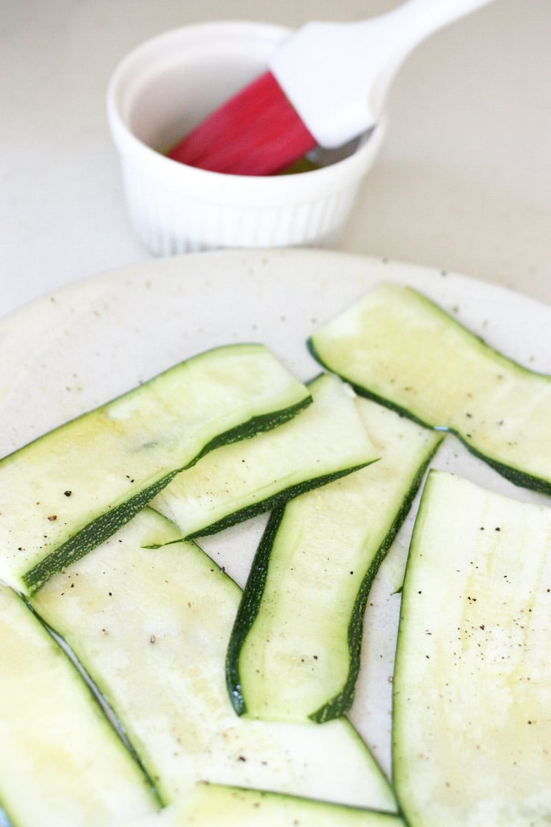 Courgettes sliced and oiled