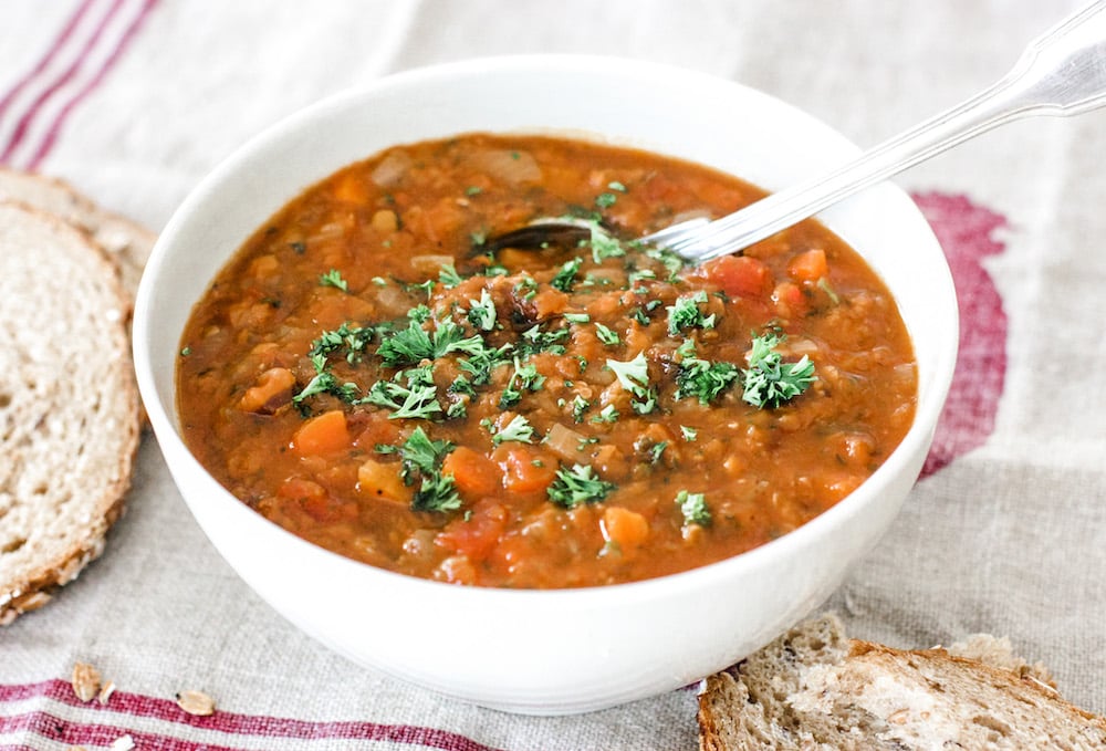 Red Lentil and Bacon Slow Cooker Soup 