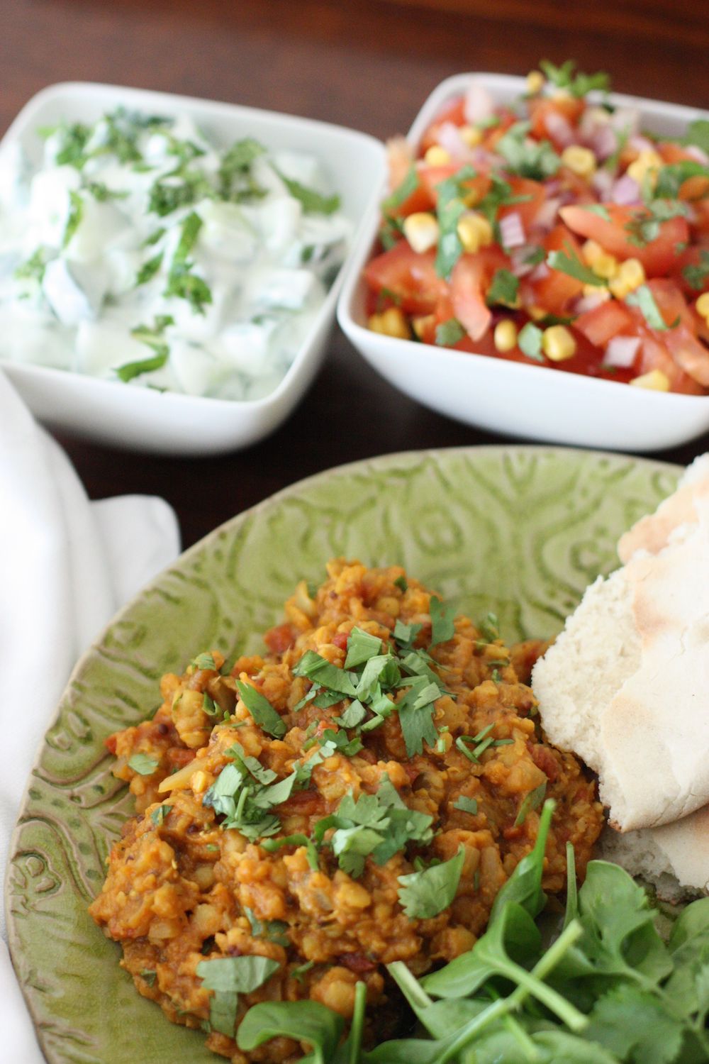 Mixed Lentil Dhal with side salads