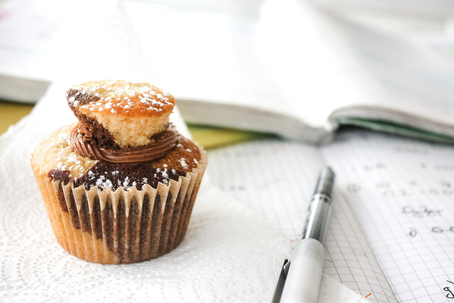 Chocolate and Caramel Cupcakes on maths book