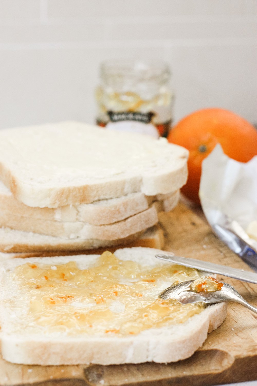 Marmalade sandwiches for Marmalade bread and butter pudding
