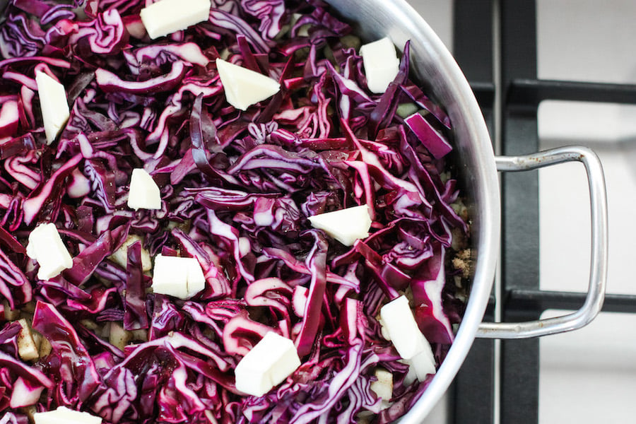 Braised Red Cabbage with Apples raw