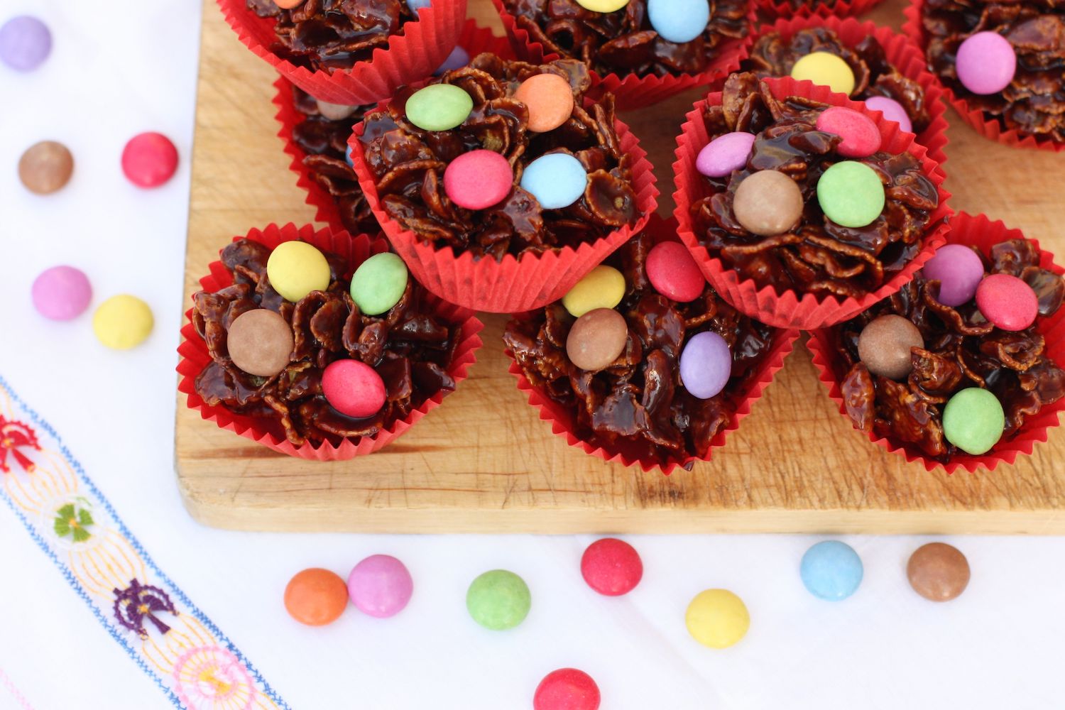 Chocolate Cornflake Cakes from above