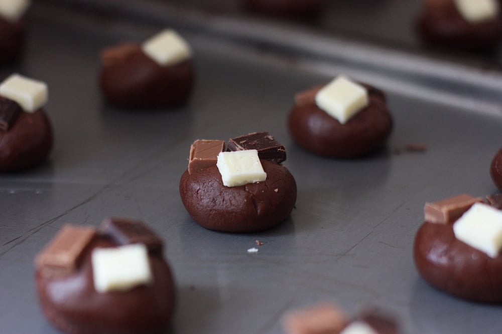 Chocolate Fudge Cookies ready to bake
