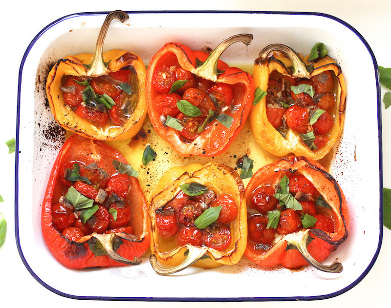 Roasted Peppers with Tomatoes and Anchovies tray