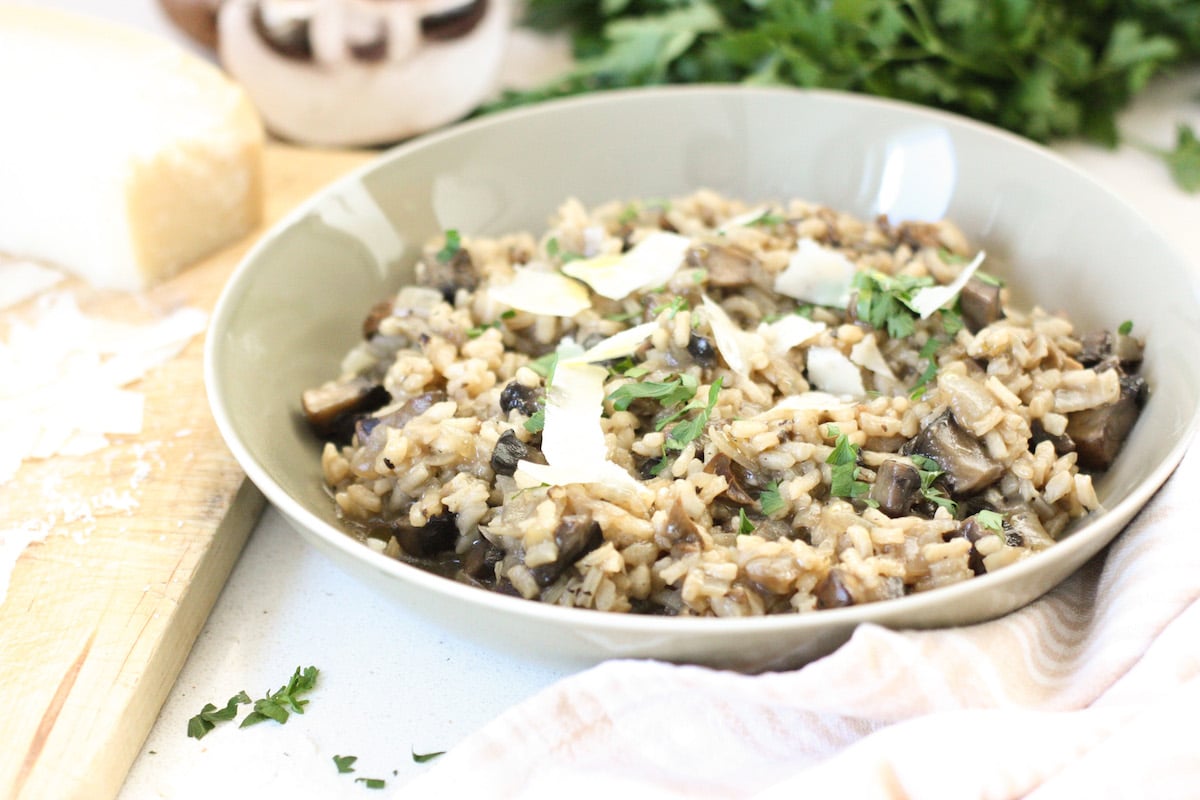 Oven Baked Mushroom Risotto from the side