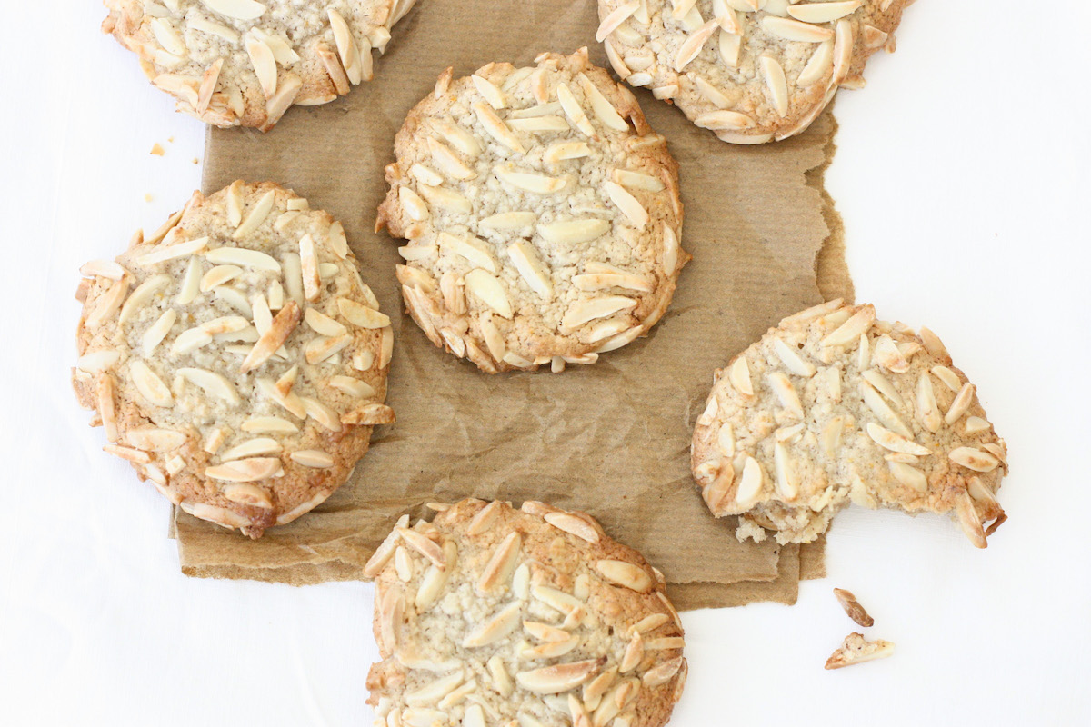 Almond Cookies on brown paper