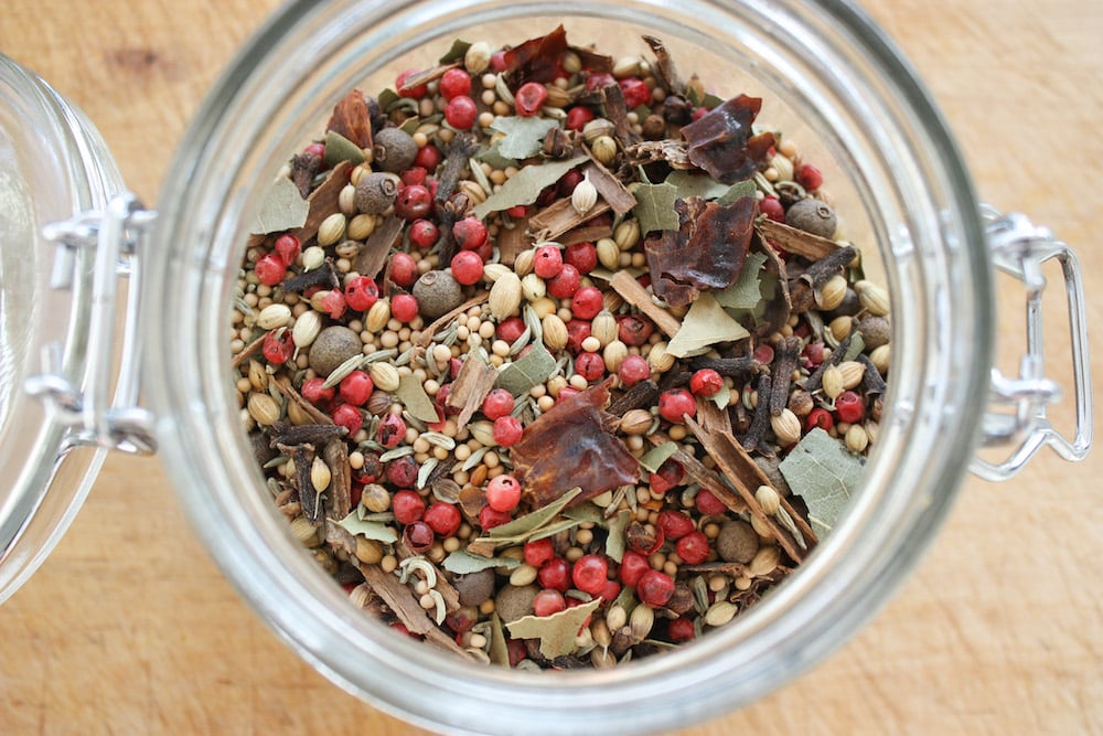 Pickling spices in jar