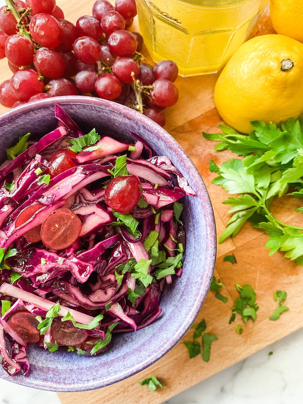 Crunchy Red Cabbage and Grape Salad