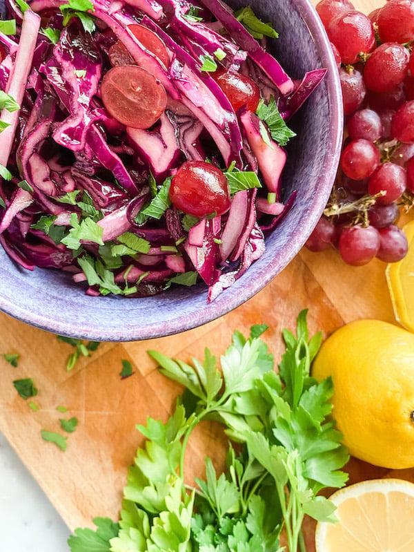 Crunchy Red Cabbage and Grape Salad